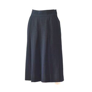 Yves Saint Laurent Rive Gauche 1970's Softly Draping Black Wool Skirt - France